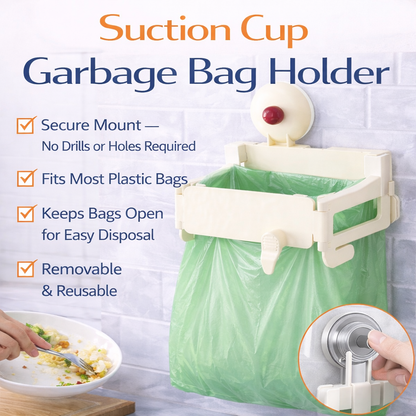 Suction cup garbage bag holder